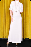 An ivory velvet Morgiana maxi dress by Scorpio Rising