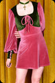 A rose pink and moss green two tone velvet Carmilla mini dress by Scorpio Rising 