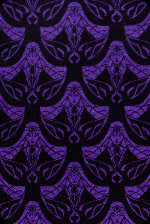 A purple logo print velvet Carmilla playsuit by Scorpio Rising
