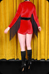 A crimson velvet studded fringed Alucarda playsuit by Scorpio Rising