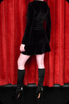 An ebony velvet lace up Sabbath mini dress by Scorpio Rising