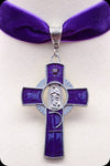A purple velvet silver cross choker necklace by Scorpio Rising