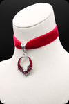 A red velvet silver bat choker necklace by Scorpio Rising