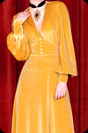 A gold velvet Suspiria maxi dress by Scorpio Rising