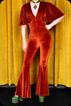A copper velvet Suspiria jumpsuit by Scorpio Rising