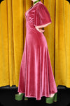 A rose pink velvet Suspiria maxi dress by Scorpio Rising
