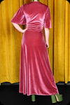A rose pink velvet Suspiria maxi dress by Scorpio Rising