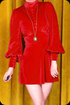 A crimson velvet Morgiana mini dress by Scorpio Rising