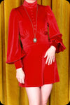 A crimson velvet Morgiana mini dress by Scorpio Rising